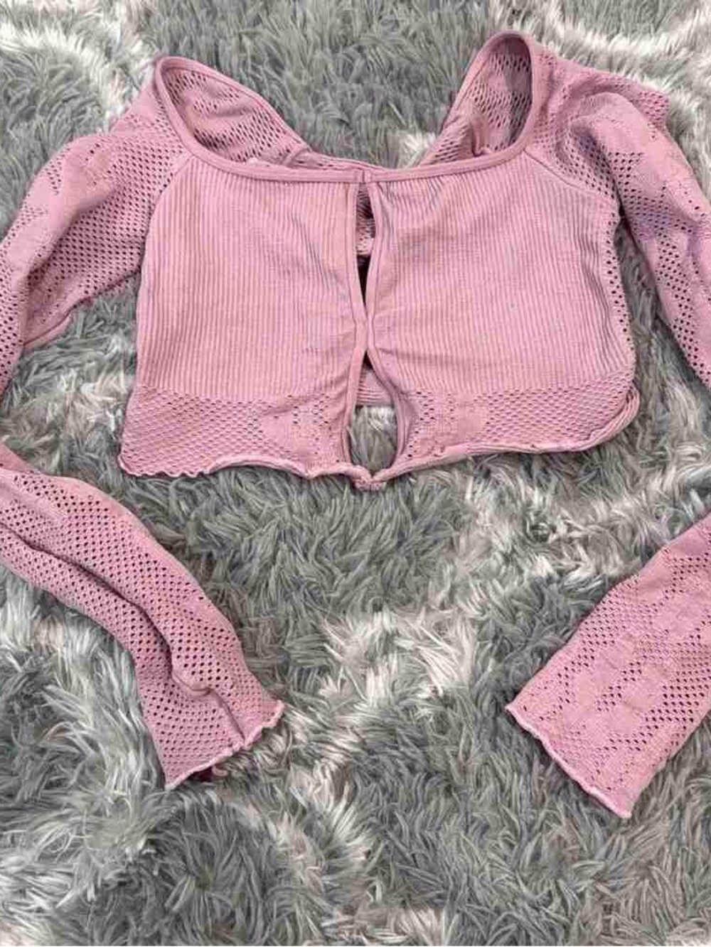 Light Pink Cropped Knit Cardigan